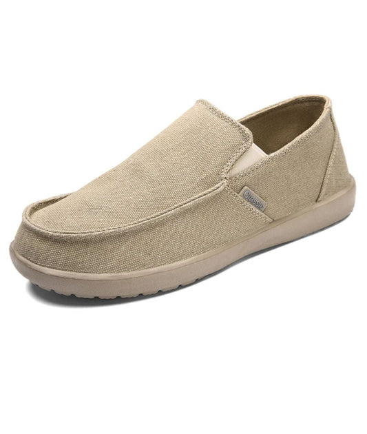 Mocassin Orthopédique en Toile Beige Sable – Homme