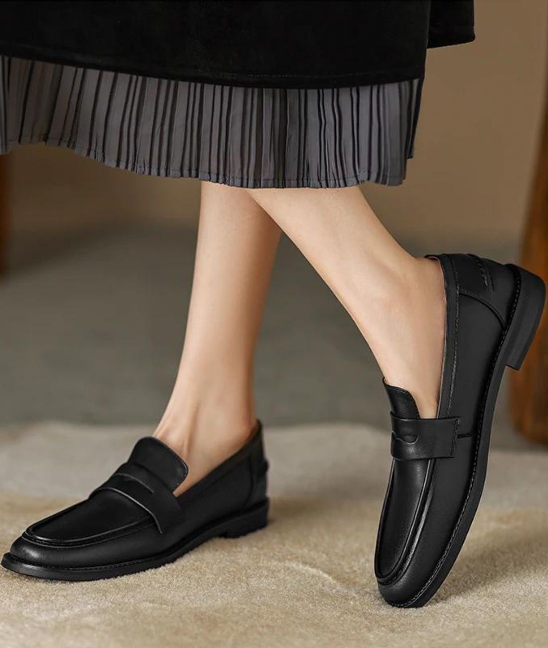 Mocassins À Petit Talon Épais Pour Femme