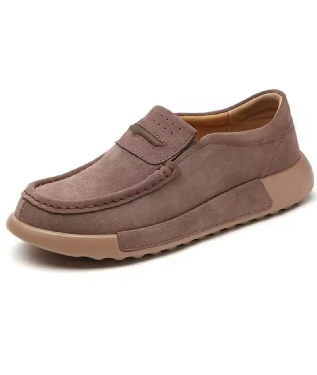 Mocassin à Plateforme en Daim Beige Sable – Femme