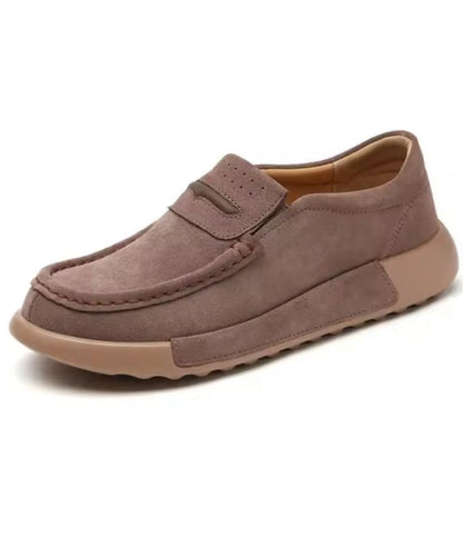 Mocassin à Plateforme en Daim Beige Sable – Femme