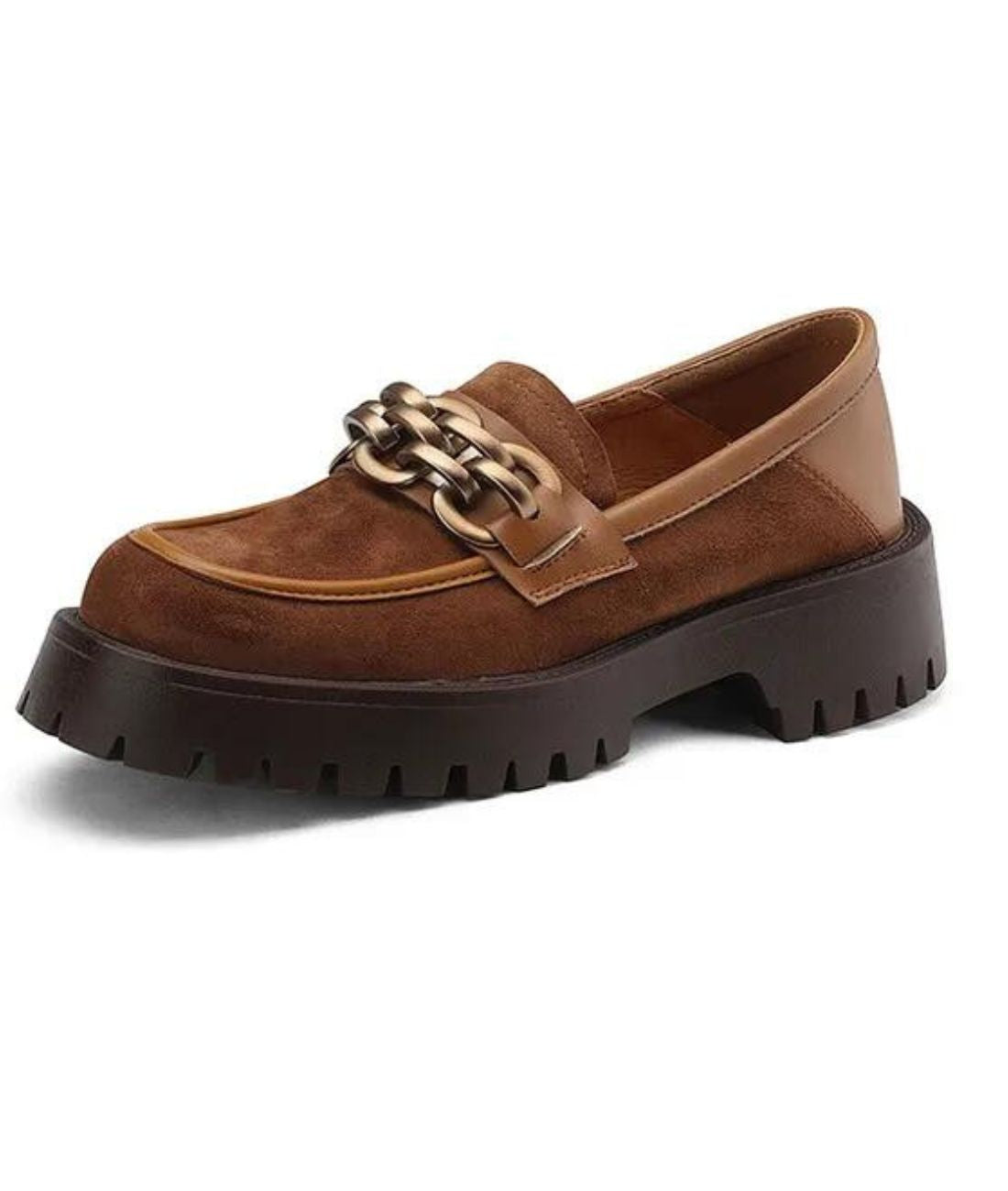 Mocassin à Plateforme en Cuir Marron Cognac – Femme