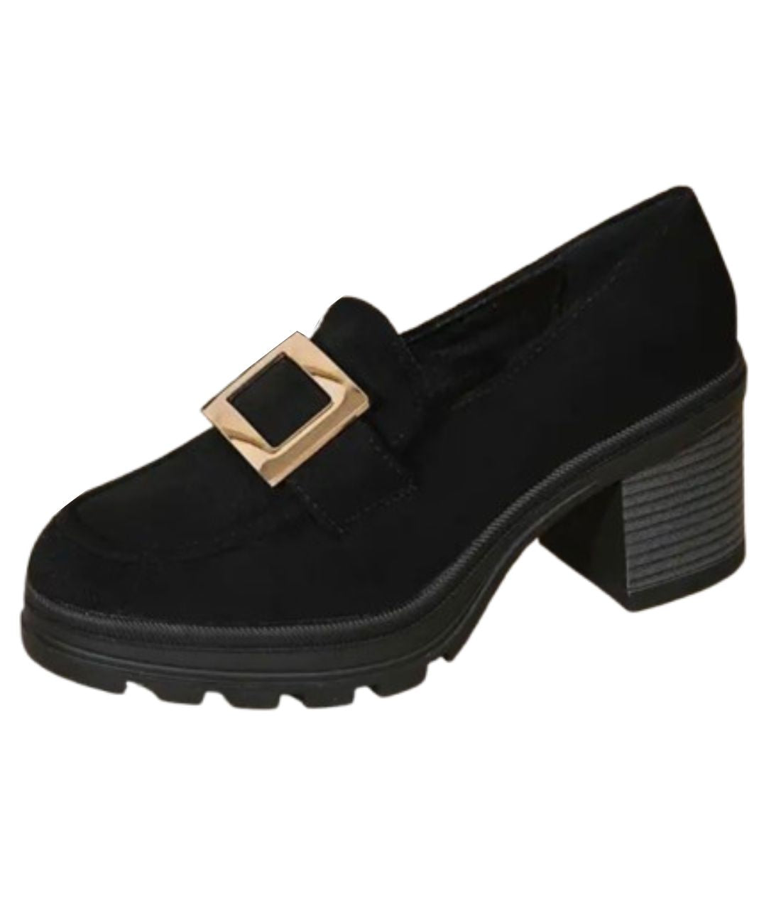 Mocassin à Plateforme en Cuir Noir Profond – Femme