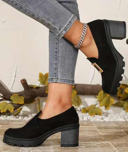 Mocassin à Plateforme en Cuir Noir Profond – Femme