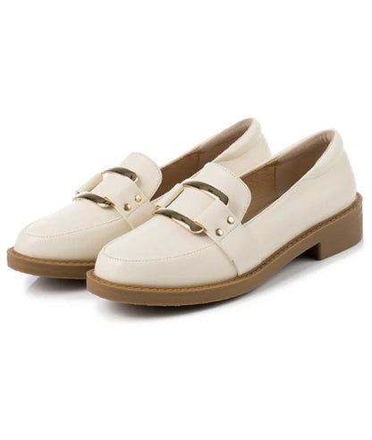 Mocassin à Plateforme en Cuir Beige – Femme