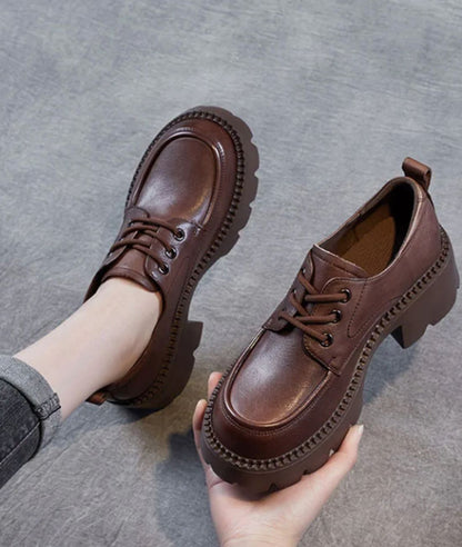 Mocassin à Plateforme en Cuir Marron Profond – Femme