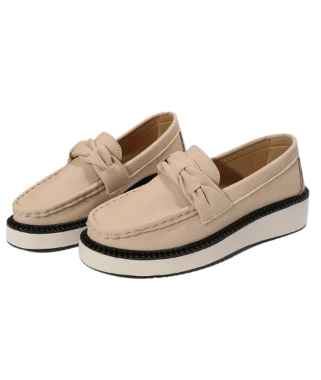 Mocassin à Plateforme en Cuir Suédé Beige Sable – Femme