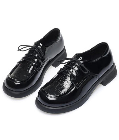 Mocassin à Plateforme Épaisse en Cuir Noir Profond – Femme