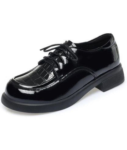 Mocassin à Plateforme Épaisse en Cuir Noir Profond – Femme