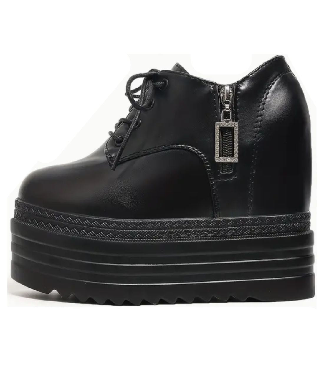 Mocassin à Plateforme en Cuir Noir Profond – Femme