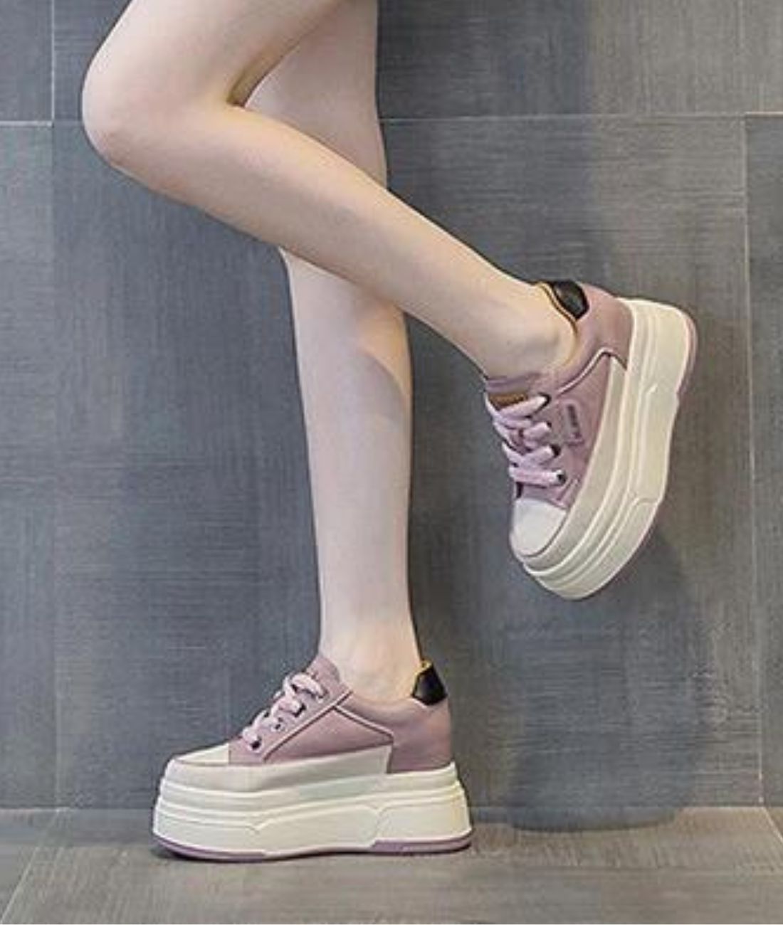 Mocassin à Plateforme en Cuir Violet Pourpre – Femme