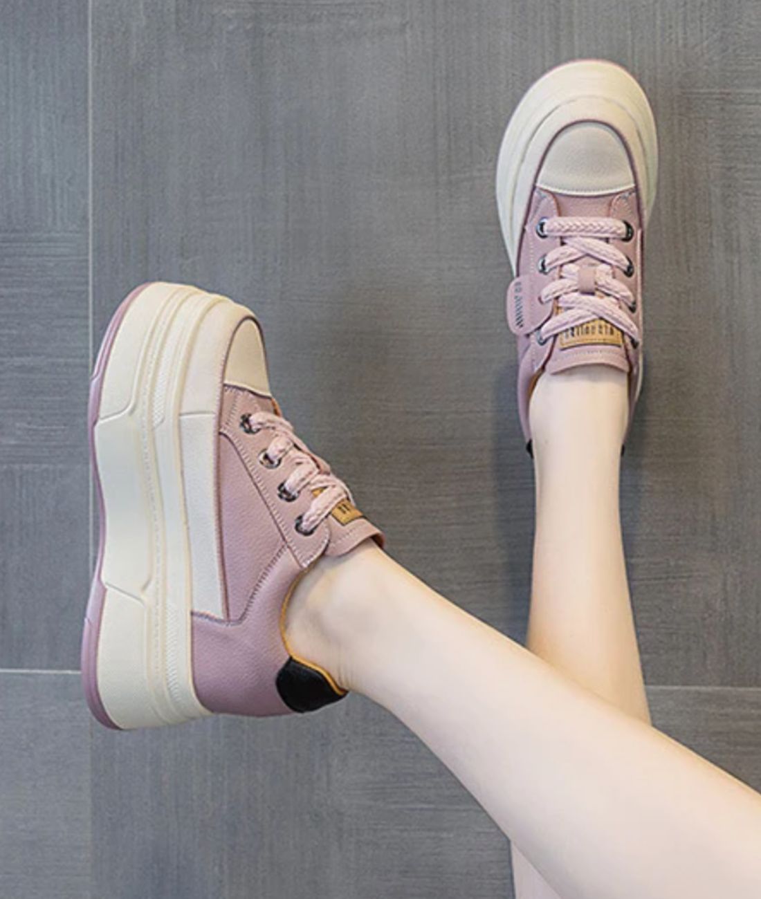Mocassin à Plateforme en Cuir Violet Pourpre – Femme