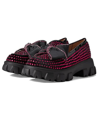 Mocassin à Plateforme en Cuir Fuchsia – Femme
