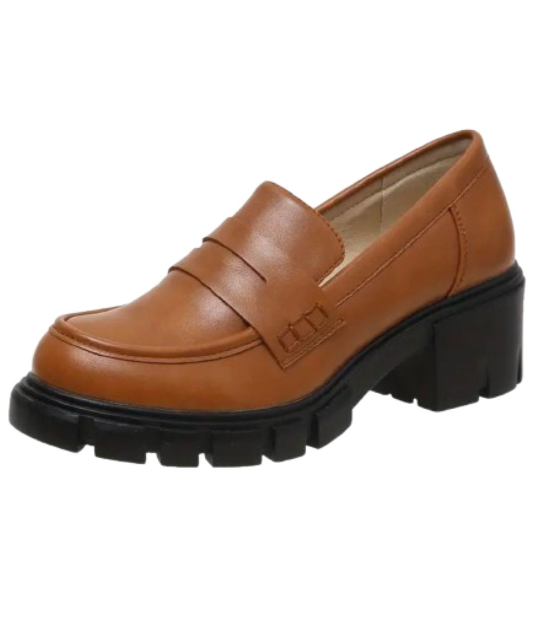 Mocassin à Plateforme en Cuir Cognac – Femme