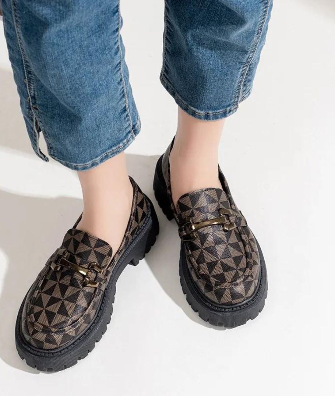 Mocassin à Plateforme en Cuir Noir Profond – Femme