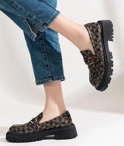 Mocassin à Plateforme en Cuir Noir Profond – Femme