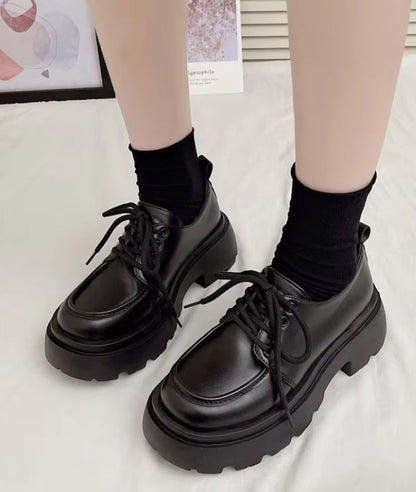 Mocassin à Plateforme en Cuir Synthétique Noir Profond – Femme