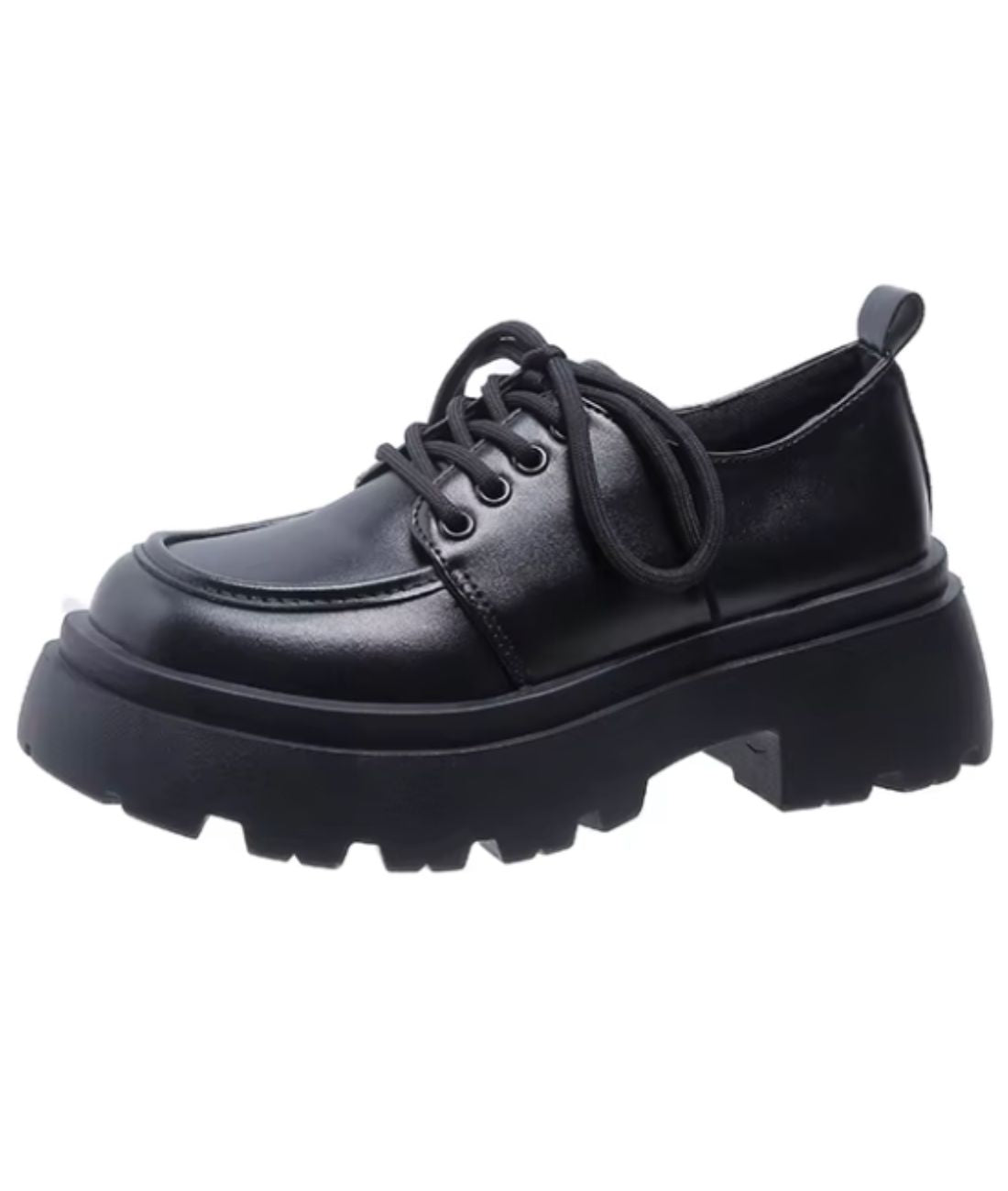 Mocassin à Plateforme en Cuir Synthétique Noir Profond – Femme