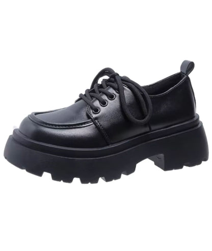 Mocassin à Plateforme en Cuir Synthétique Noir Profond – Femme
