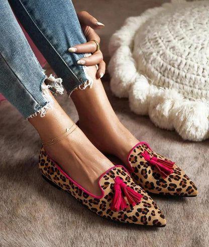Mocassin Plat à Glands en Imprimé Léopard – Femme