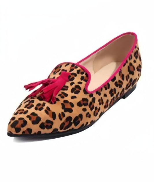 Mocassin Plat à Glands en Imprimé Léopard – Femme