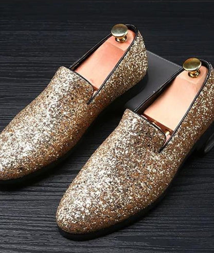 Mocassins Pointus Dorés Pour Hommes