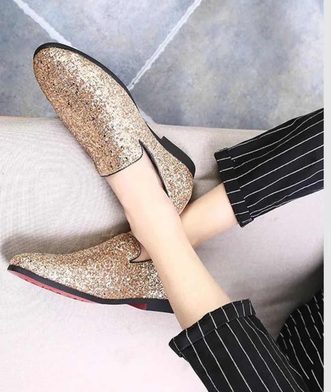 Mocassins Pointus Dorés Pour Hommes