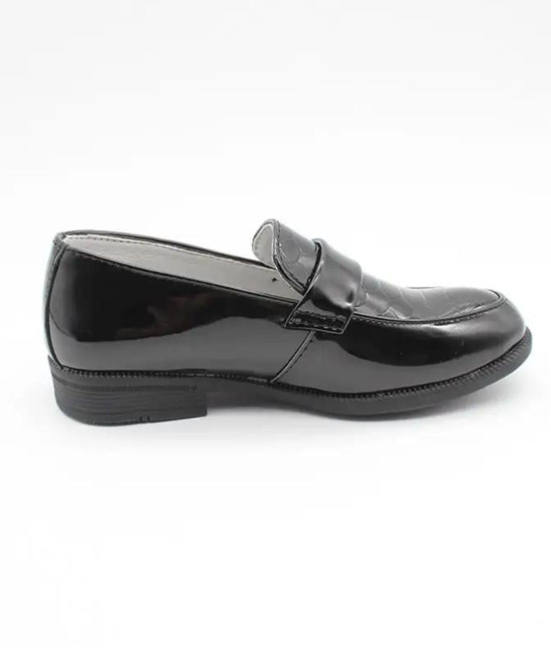 Mocassin Polyvalent en Effet vernis Noir Profond – Garçon
