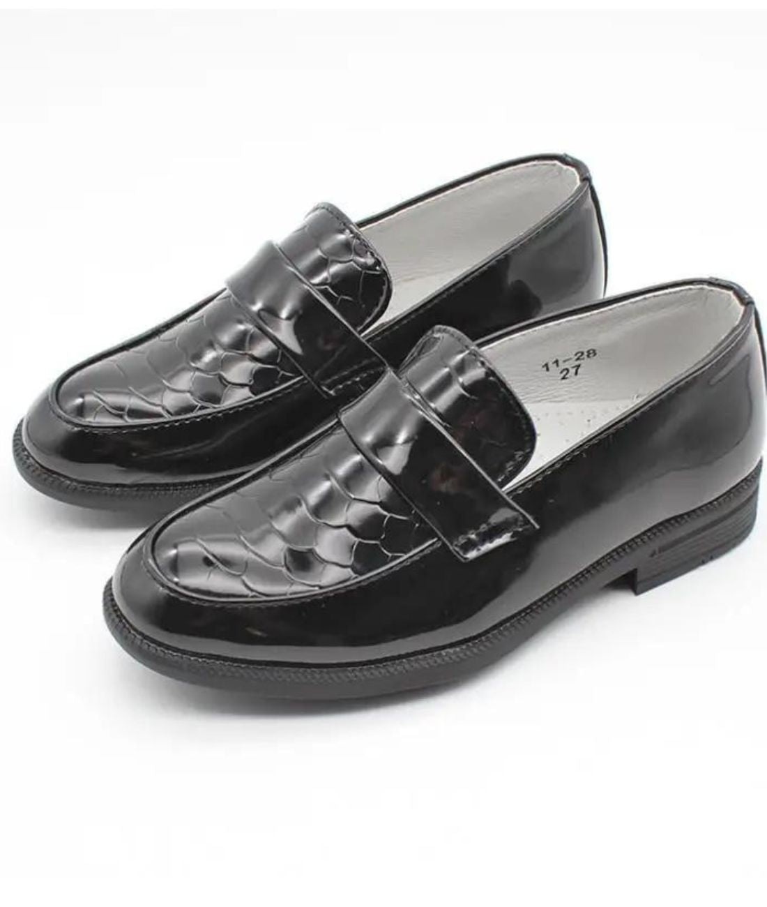 Mocassin Polyvalent en Effet vernis Noir Profond – Garçon