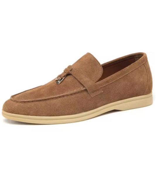 Mocassins À Glands En Suédine Camel Pour Homme