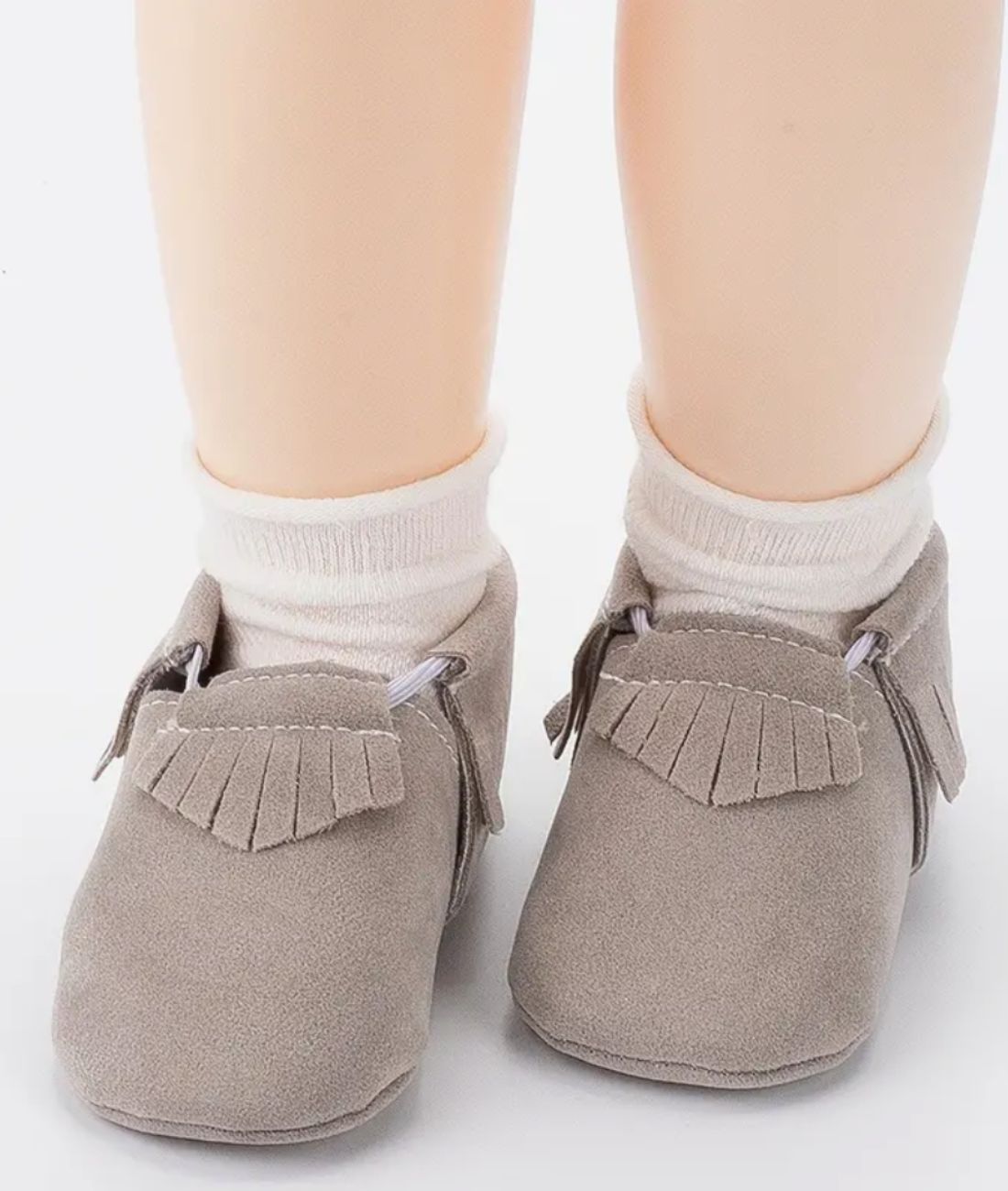 Mocassin Premiers Pas en Coton Gris Tendre – Bébé