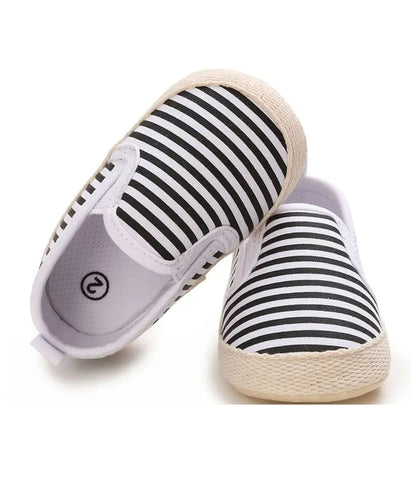 Mocassins premiers pas en Coton Motif Rayures