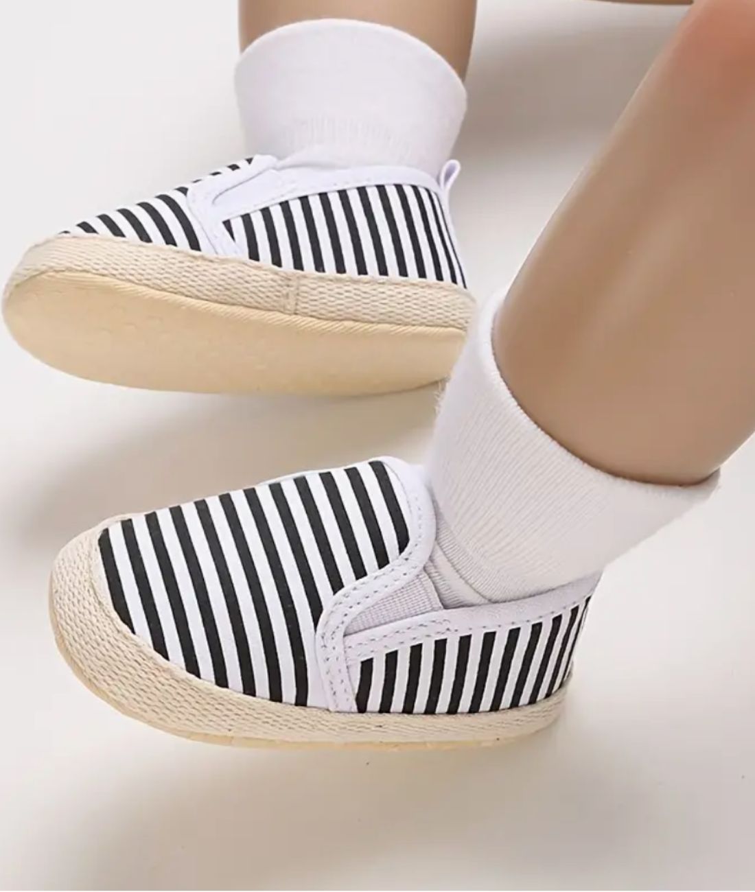 Mocassins premiers pas en Coton Motif Rayures