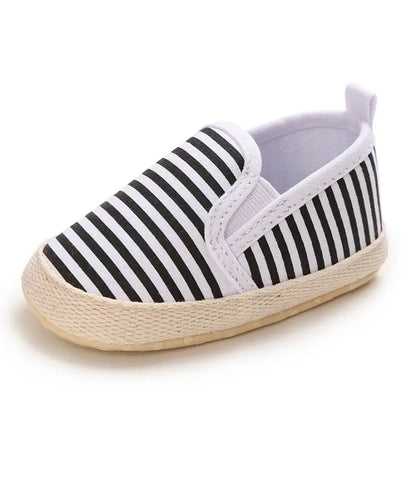 Mocassins premiers pas en Coton Motif Rayures