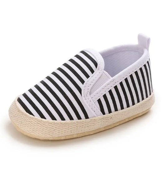 Mocassins premiers pas en Coton Motif Rayures