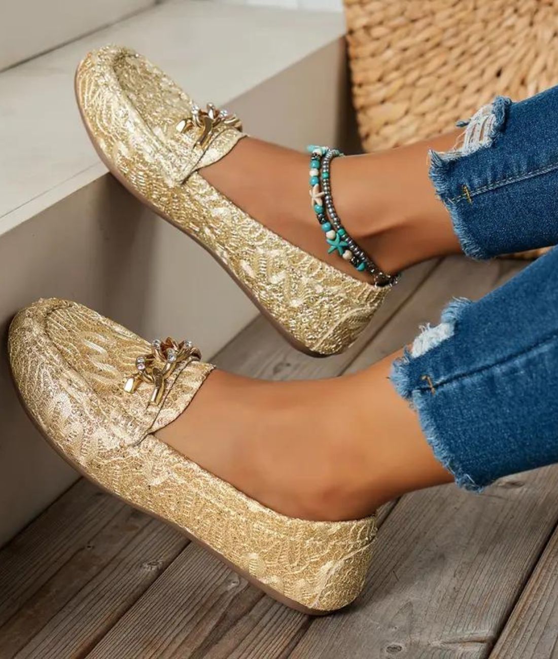 Mocassins Printemps Été Pailletés Pour Femme