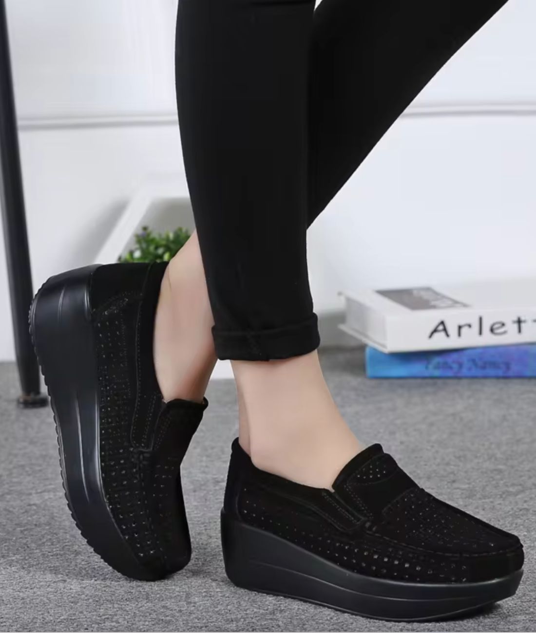 Mocassins Respirants À Talons Compensés Pour Femme