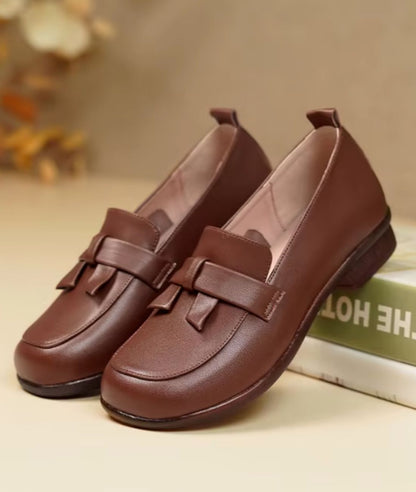 Mocassin Rétro en Cuir Souple Noir Profond – Femme