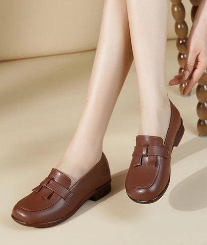 Mocassin Rétro en Cuir Souple Noir Profond – Femme