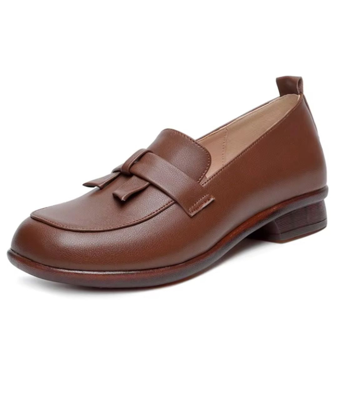 Mocassin Rétro en Cuir Souple Noir Profond – Femme