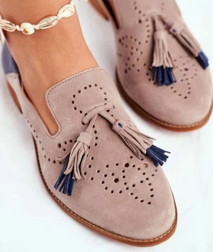 Mocassins Rose Et Bleu À Glands Pour Femme