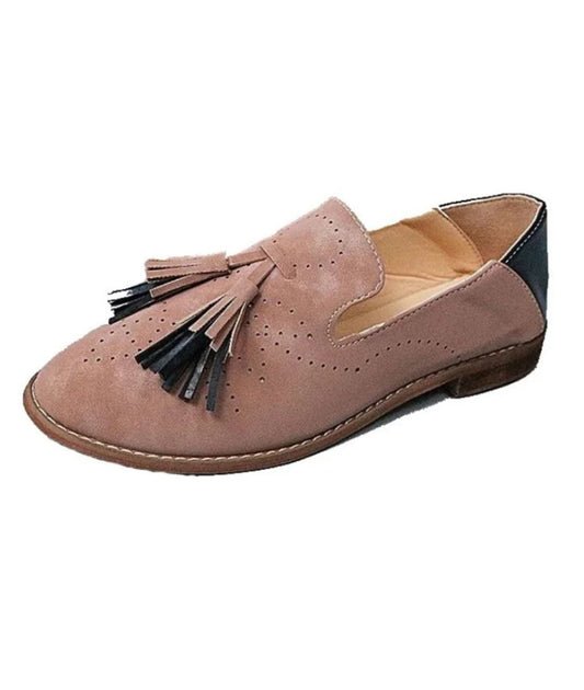 Mocassins Rose Et Bleu À Glands Pour Femme