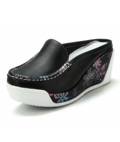Mocassins À Semelles Compensées Et Motifs Floraux Pour Femme