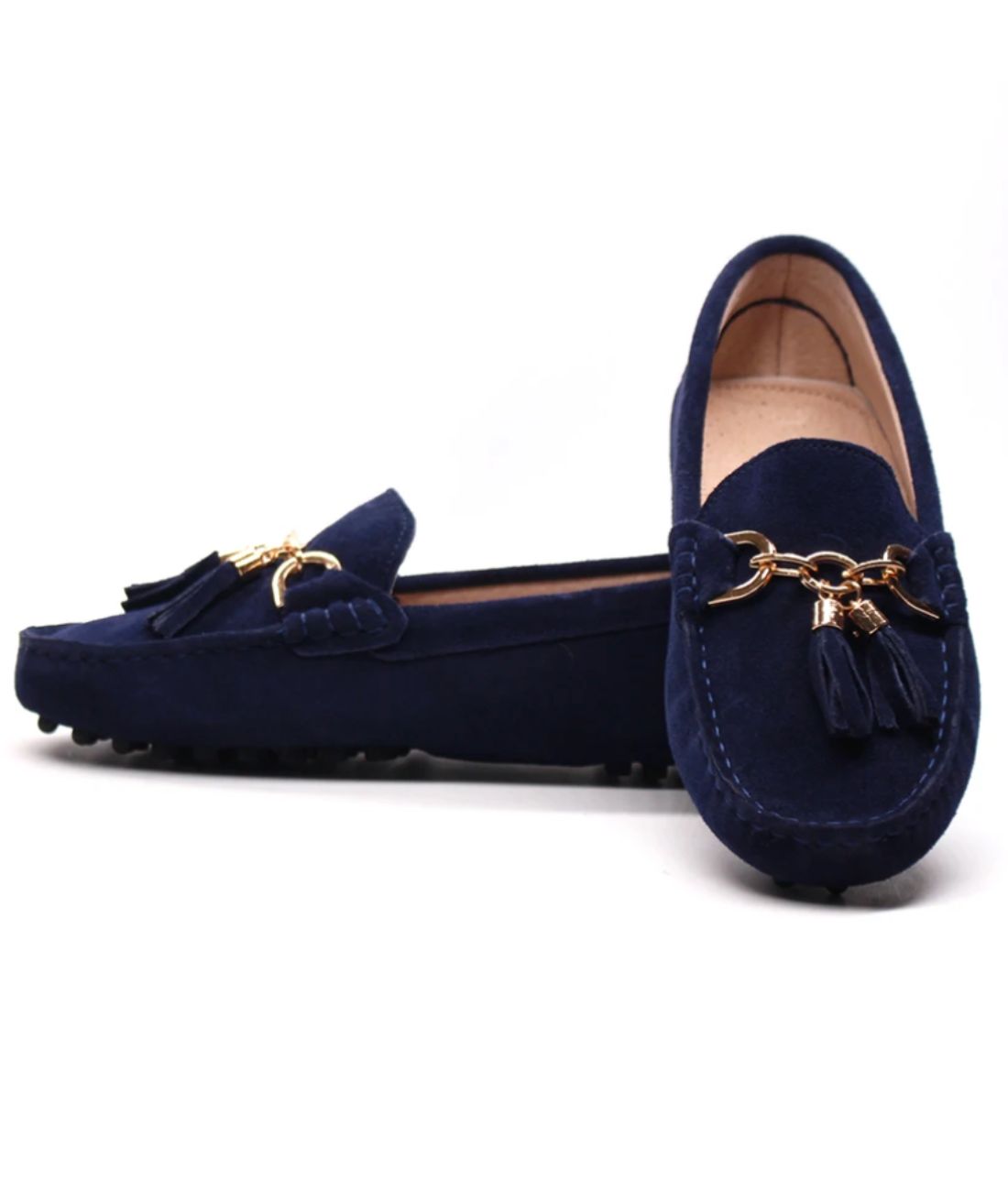 Mocassin à Semelles Souples en Daim Bleu Marine – Femme