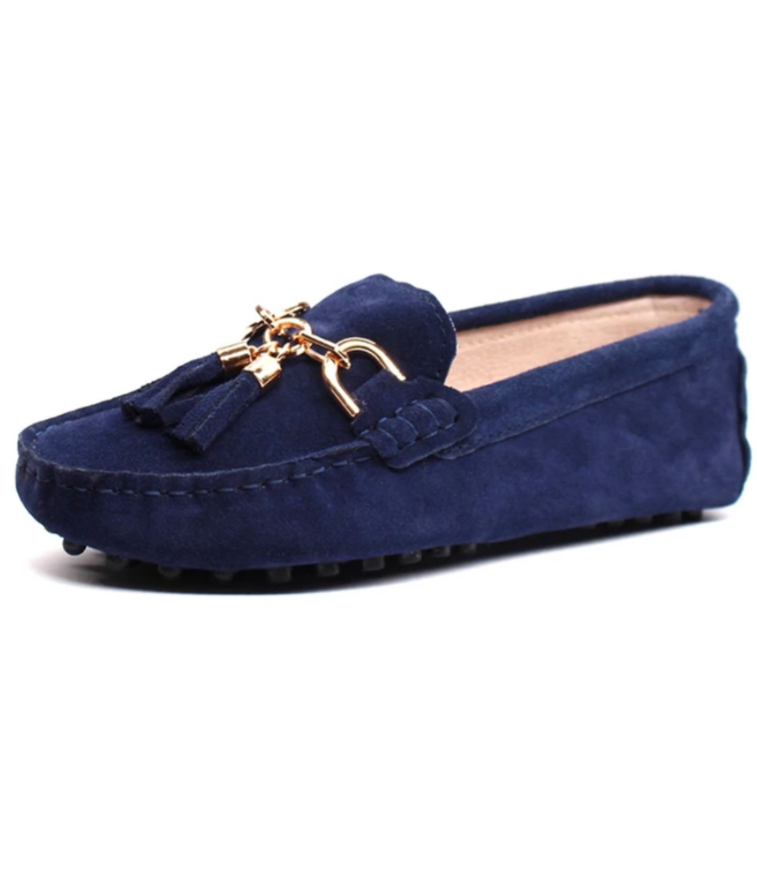 Mocassin à Semelles Souples en Daim Bleu Marine – Femme
