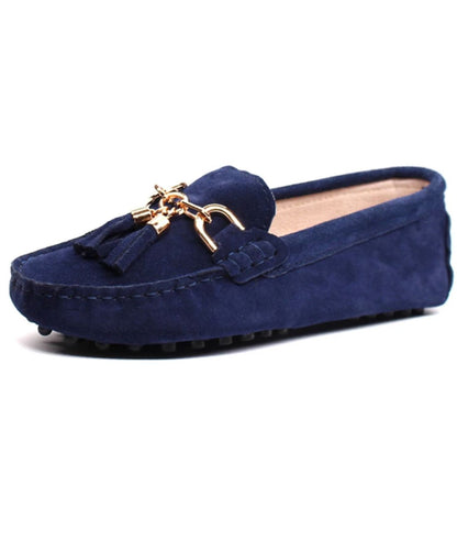 Mocassin à Semelles Souples en Daim Bleu Marine – Femme