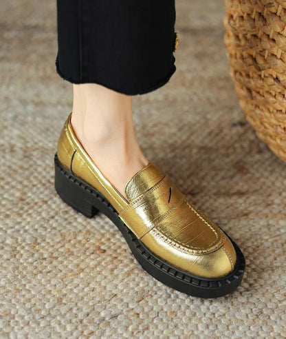 Mocassin de Soirée en Effet vernis Doré – Femme
