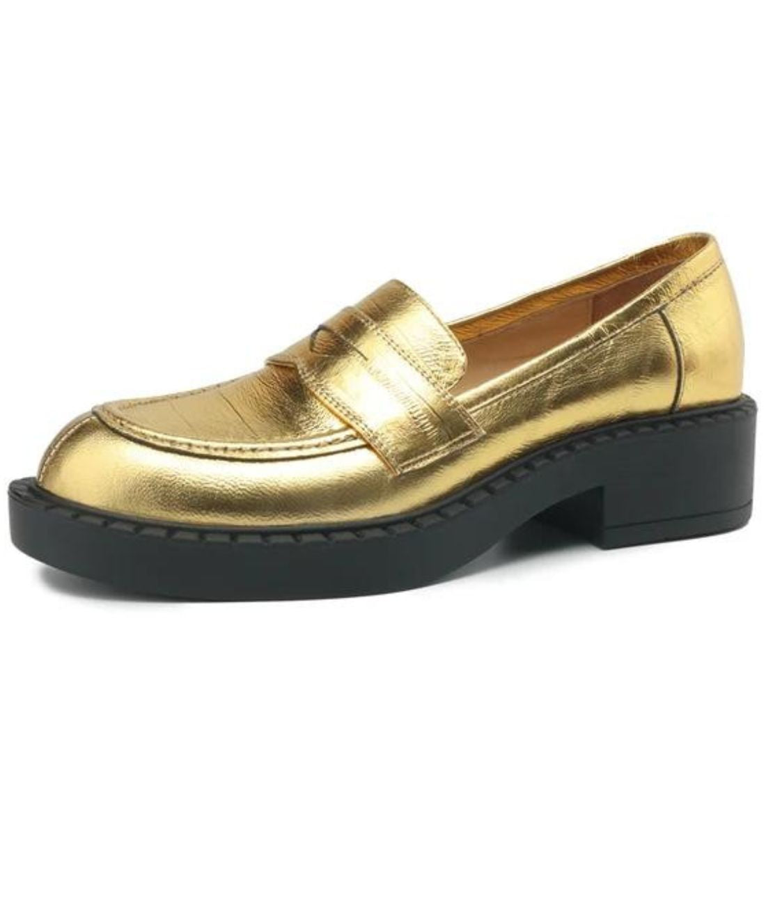 Mocassin de Soirée en Effet vernis Doré – Femme