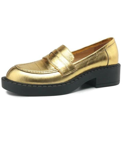 Mocassin de Soirée en Effet vernis Doré – Femme