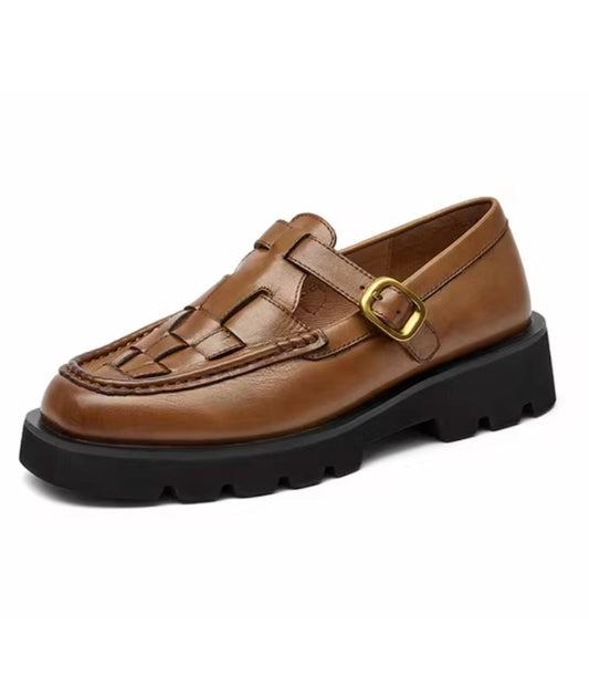 Mocassin Sophistiqué en Effet cuir Noir Profond – Femme