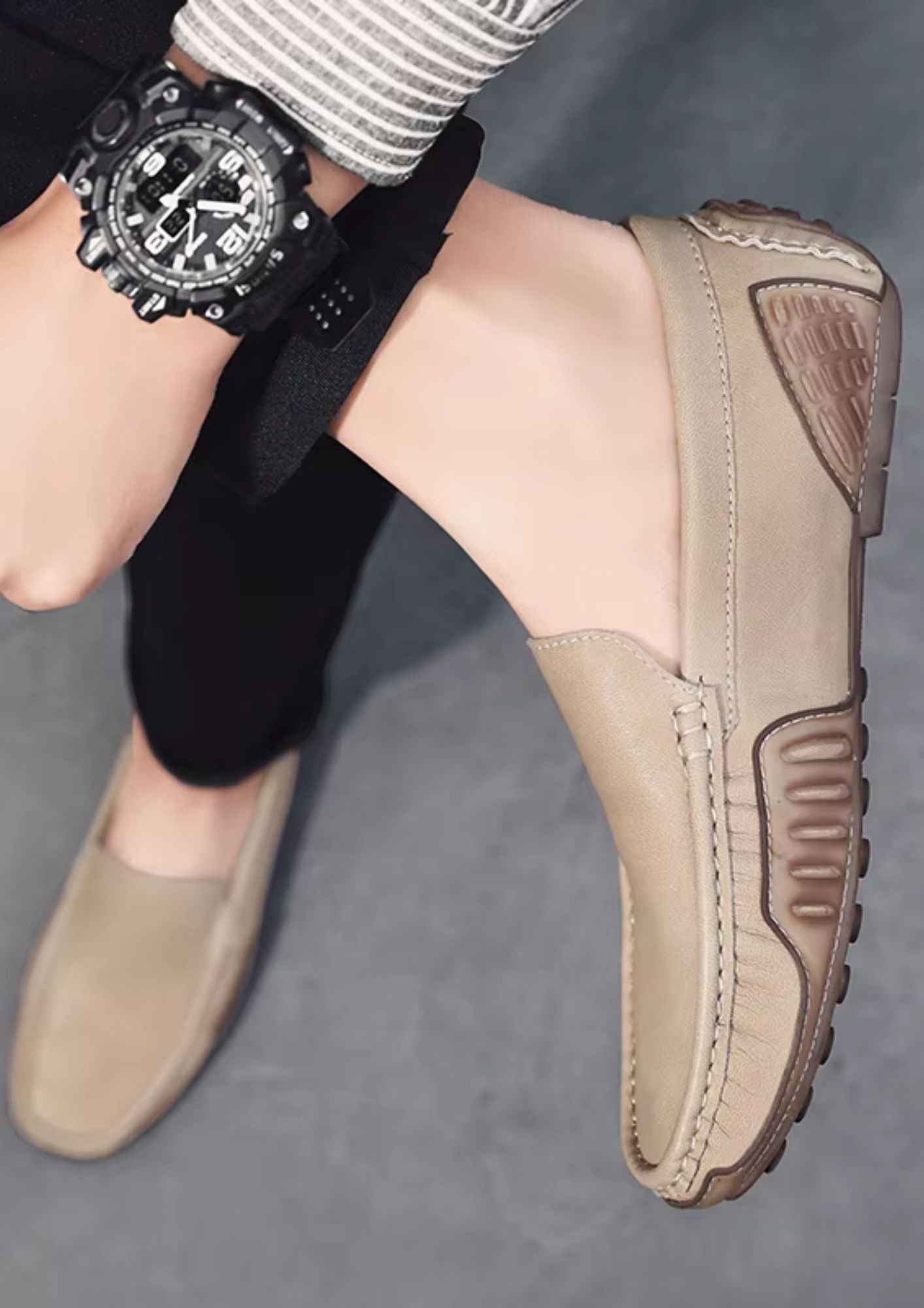Mocassin Souple en Cuir Synthétique Noir Profond – Homme